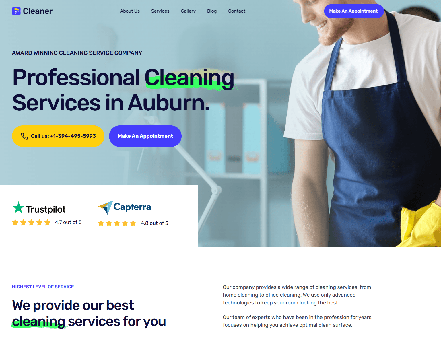 Cleaning Services website example